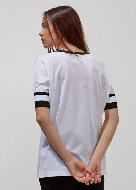 Baskılı Beyaz Pamuk T-Shirt - 3