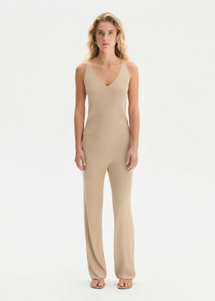 BEIGE KNIT PANTS - 1