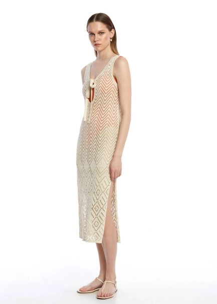 Bej Beachwear Triko Elbise - 3