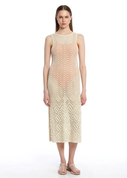 Bej Beachwear Triko Elbise - 5
