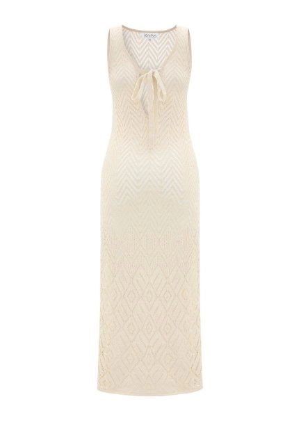 Bej Beachwear Triko Elbise - 8