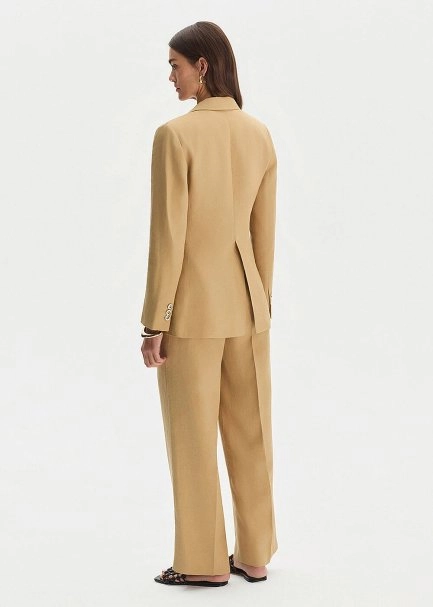 Bej Keten Blazer Ceket - 5