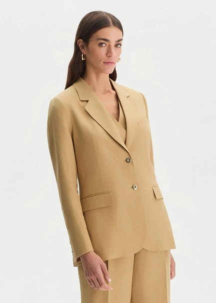 Bej Keten Blazer Ceket - 2