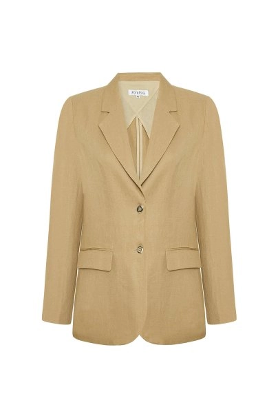 Bej Keten Blazer Ceket - 6