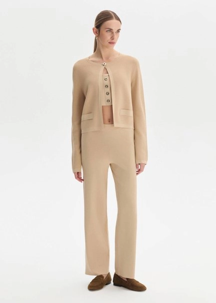 Bej Regular Fit Triko Ceket - 2