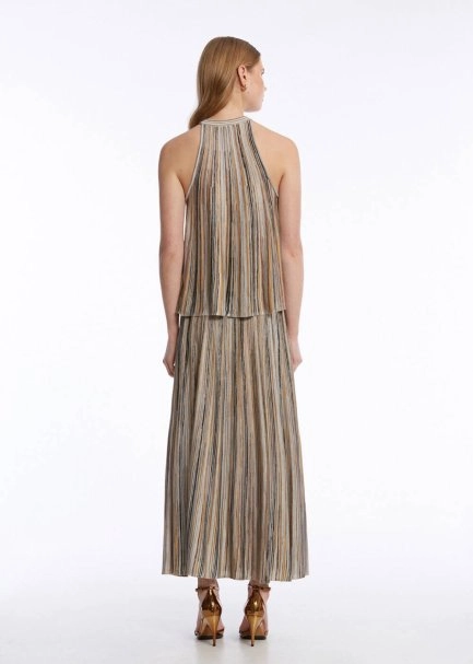 Bej Renk Bloklu Triko Üst - 5