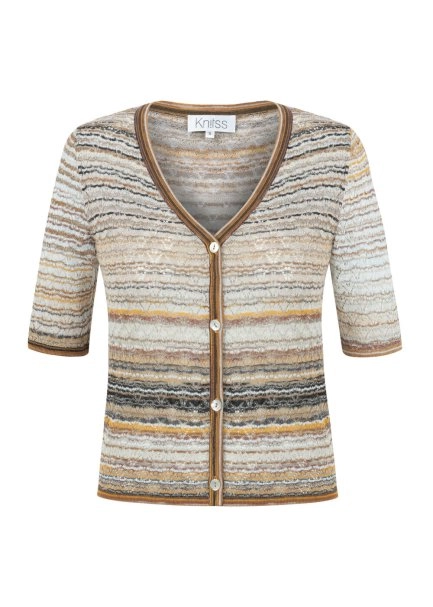 Bej Renk Geçişli Triko Hırka - 6