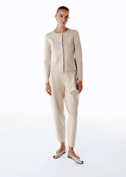 Bej Slım Fıt Triko Ceket - 2