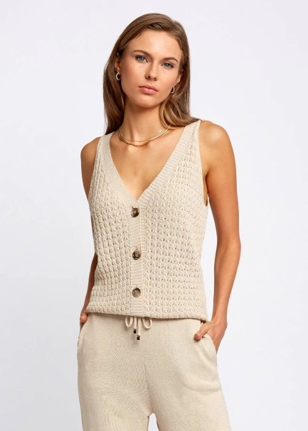 Beli Bağcıklı Bej Triko Jogging Pantolon - 6