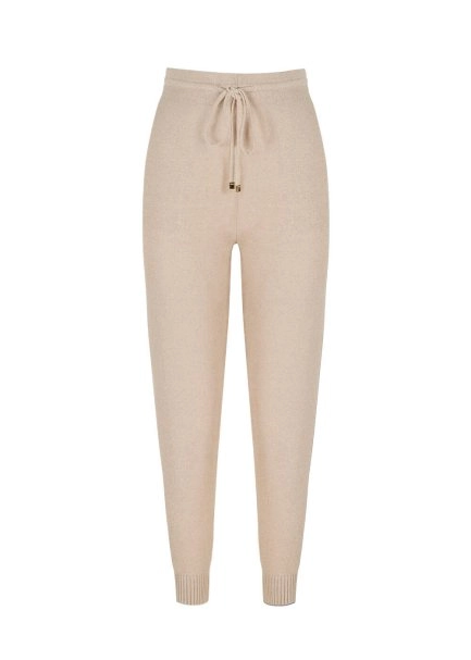 Beli Bağcıklı Bej Triko Jogging Pantolon - 8