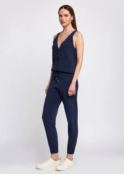 Beli Bağcıklı Lacivert Triko Jogging Pantolon - 2