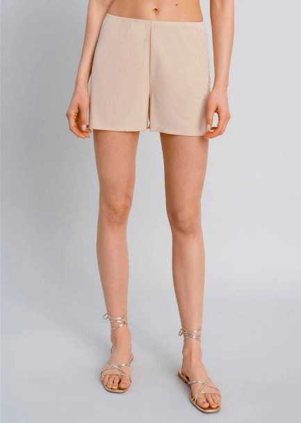 Beli Lastikli Ten Rengi Mini Şort Jüpon - 1