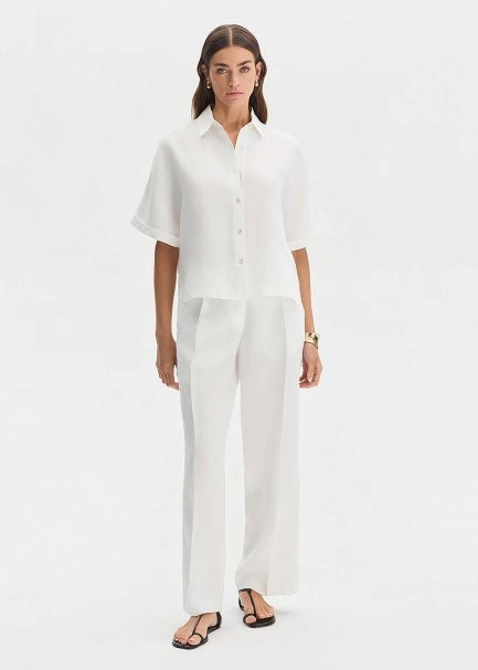 Beyaz Keten Oversıze Üst - 2