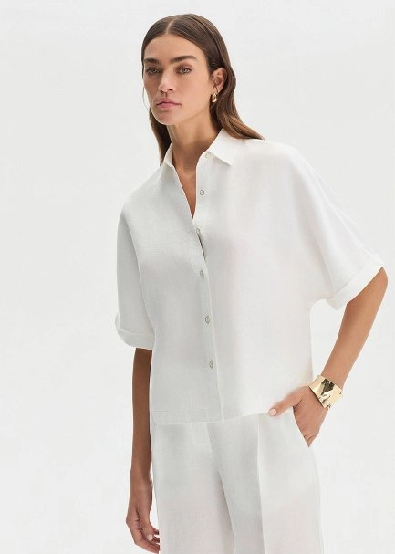 Beyaz Keten Oversıze Üst - 3