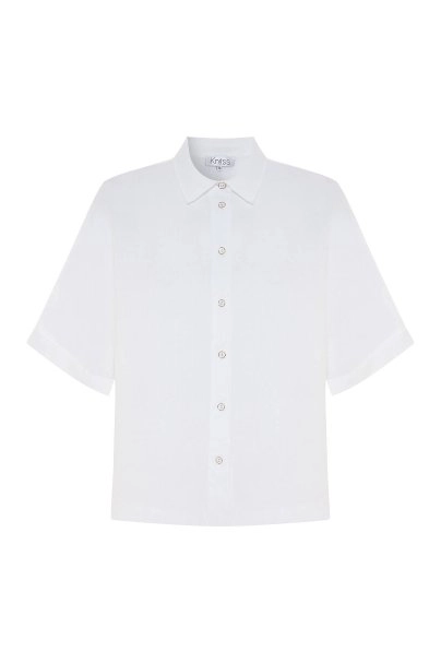 Beyaz Keten Oversıze Üst - 6