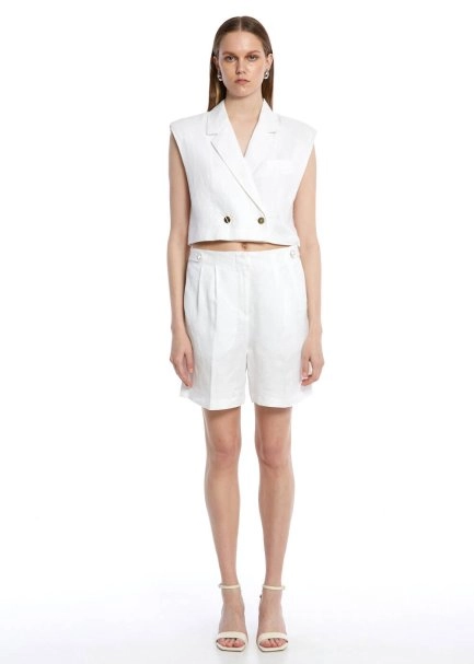 Beyaz Keten Yelek - 2