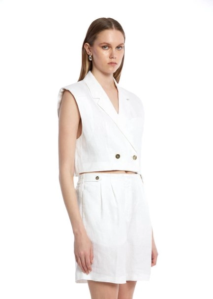 Beyaz Keten Yelek - 3