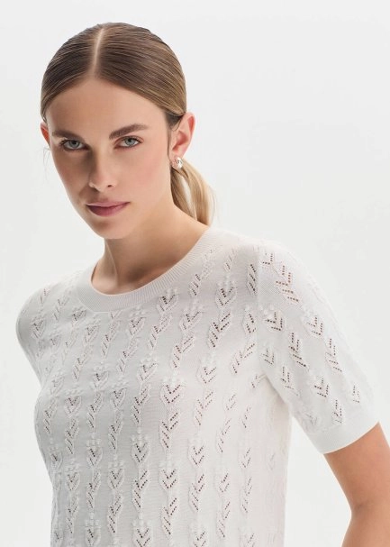 Beyaz Organik Pamuk Triko Üst - 4