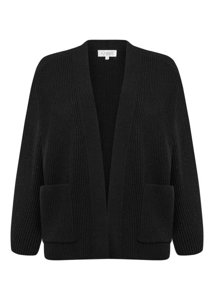 BLACK CASHMERE KNIT CARDIGAN - 6
