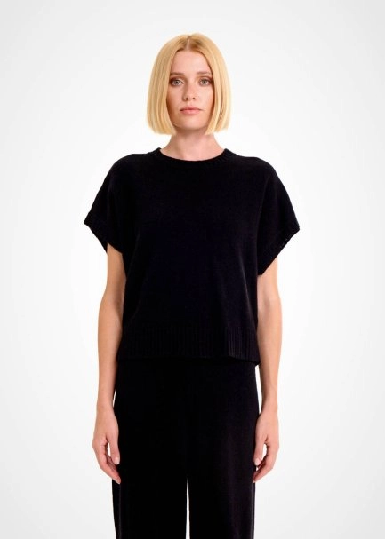 BLACK CASHMERE KNIT TOP - 1