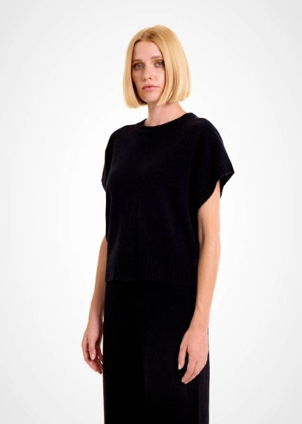 BLACK CASHMERE KNIT TOP - 3