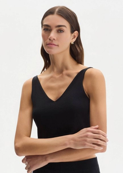 BLACK COTTON SILK BLEND KNIT TOP - 4