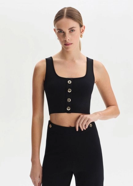 Black Crop Knıt Top - 4