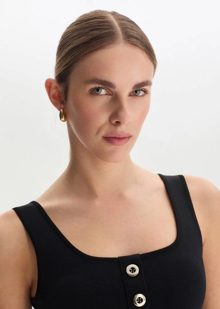 Black Crop Knıt Top - 2