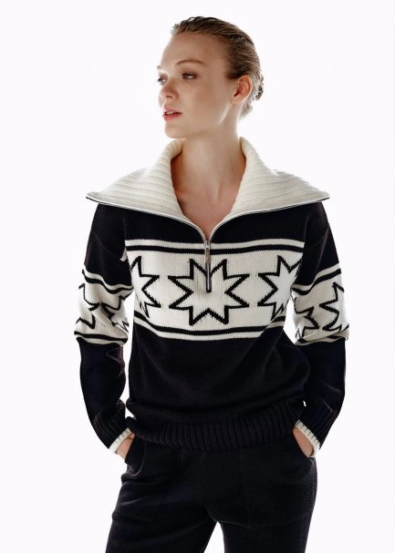 BLACK ECRU CONTRAST STAR PATTERNED SWEATER - 3