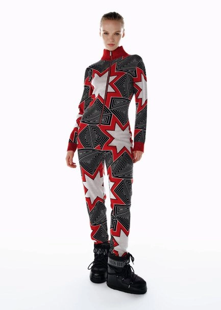 BLACK ICONIC APRÈS SKI STAR PATTERNED KNIT JUMPSUIT - 1