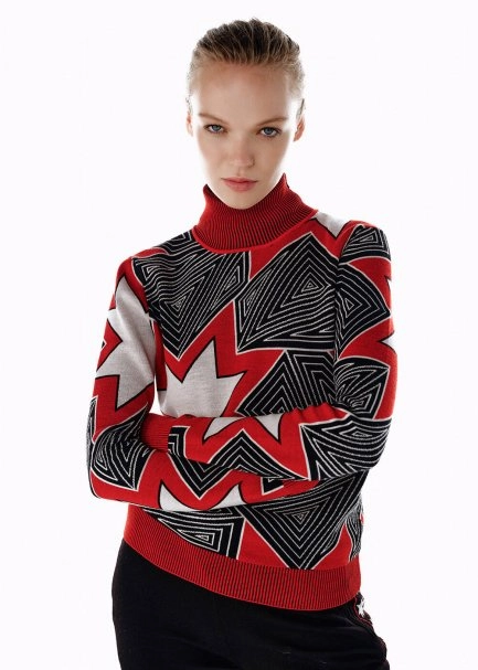 BLACK ICONIC APRÈS SKI STAR PATTERNED KNIT TOP - 1