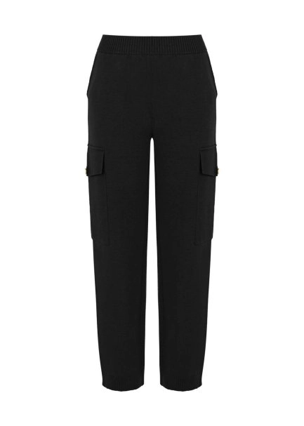 BLACK KNIT CARGO PANTS - 6