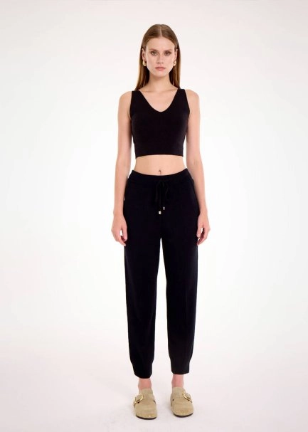 Black Knıt Jogger Pants - 2