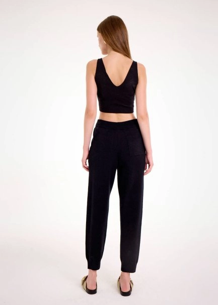 Black Knıt Jogger Pants - 5