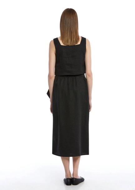 BLACK LINEN CROP TOP - 5