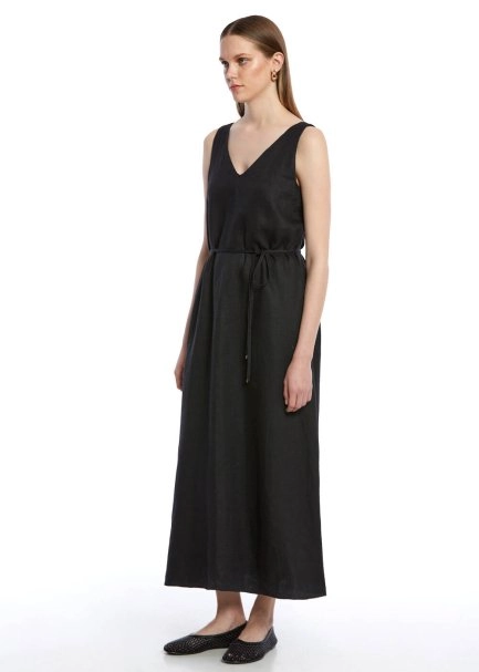 BLACK LINEN DRESS - 2