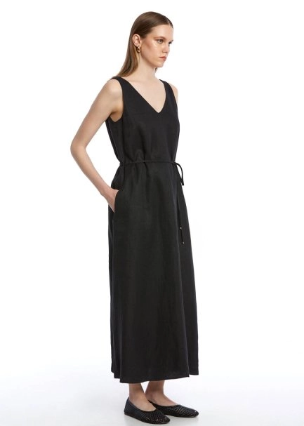 BLACK LINEN DRESS - 3