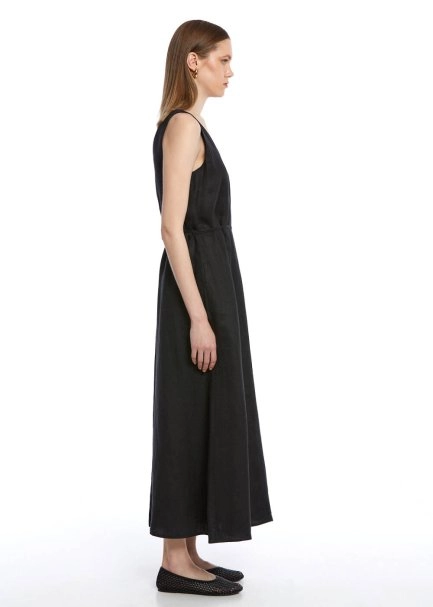 BLACK LINEN DRESS - 4