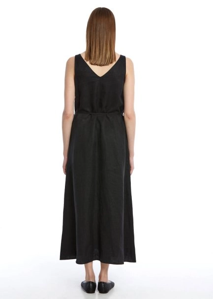 BLACK LINEN DRESS - 5