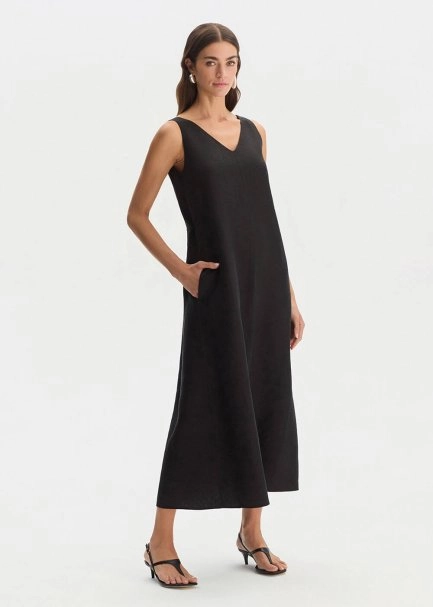 BLACK LINEN DRESS - 3