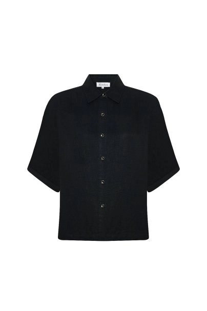 BLACK LINEN OVERSIZE TOP - 6