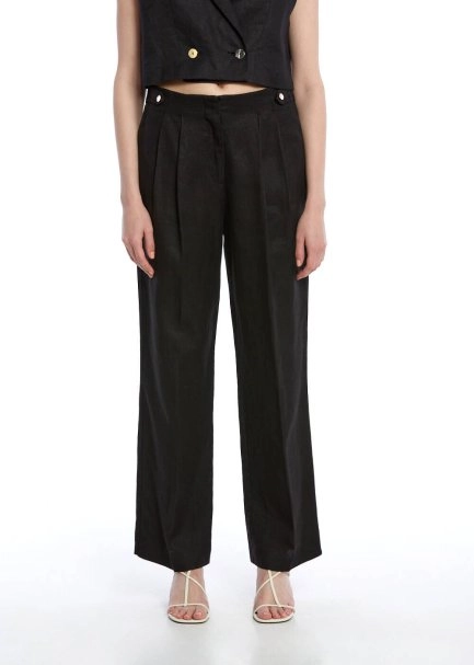 BLACK LINEN PANTS - 1