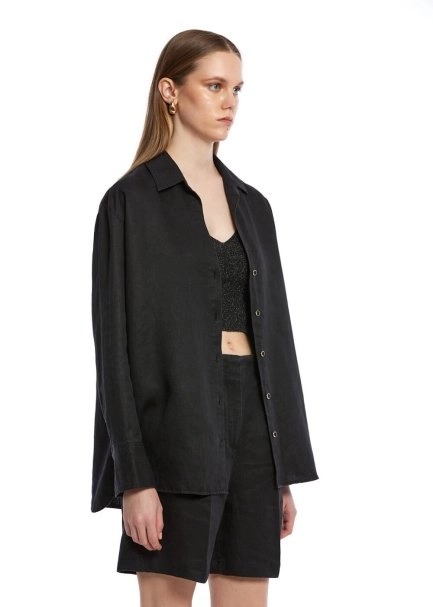 BLACK LINEN SHIRT - 3