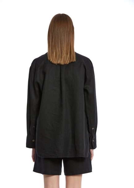 BLACK LINEN SHIRT - 5