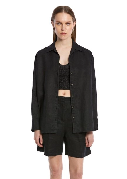 BLACK LINEN SHIRT - 1
