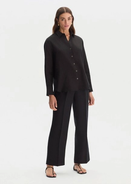 BLACK LINEN SHIRT - 1