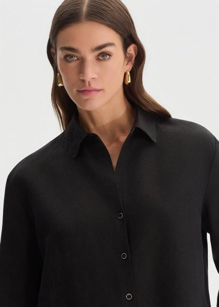 BLACK LINEN SHIRT - 3