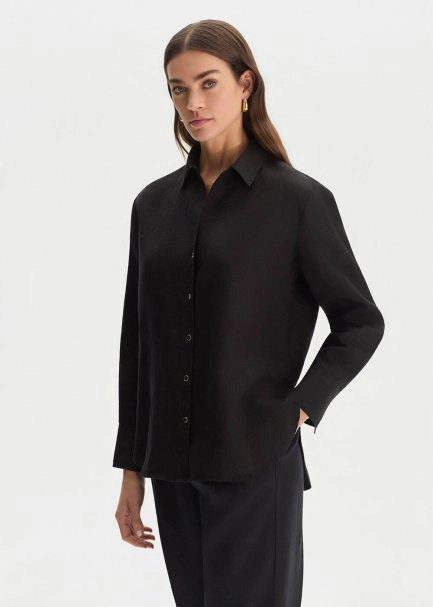 BLACK LINEN SHIRT - 4