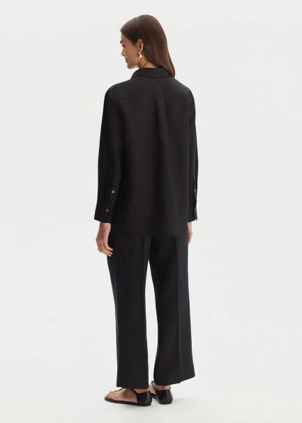 BLACK LINEN SHIRT - 5