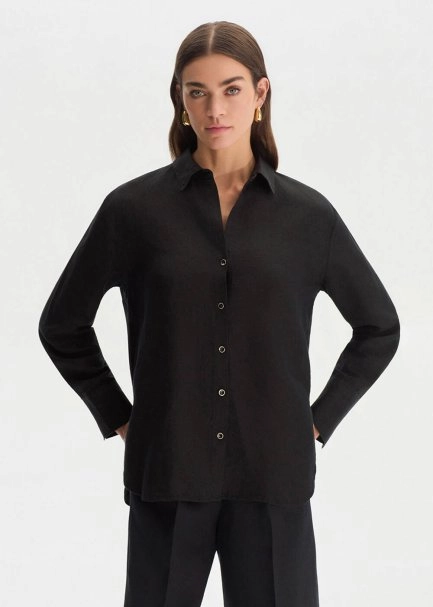 BLACK LINEN SHIRT - 2